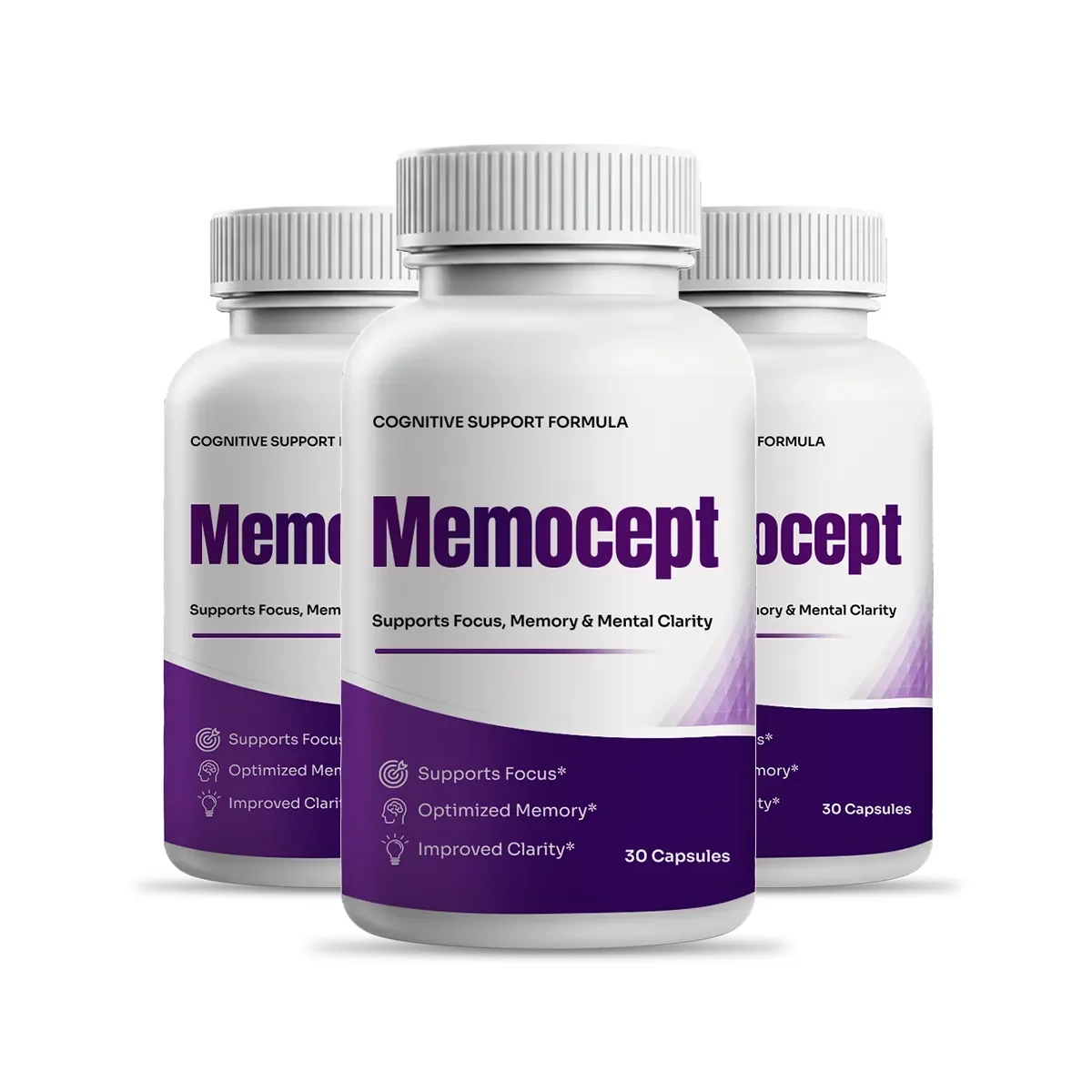 Memocept 3 bottle package — cognitive support supplement for memory, focus and mental clarity